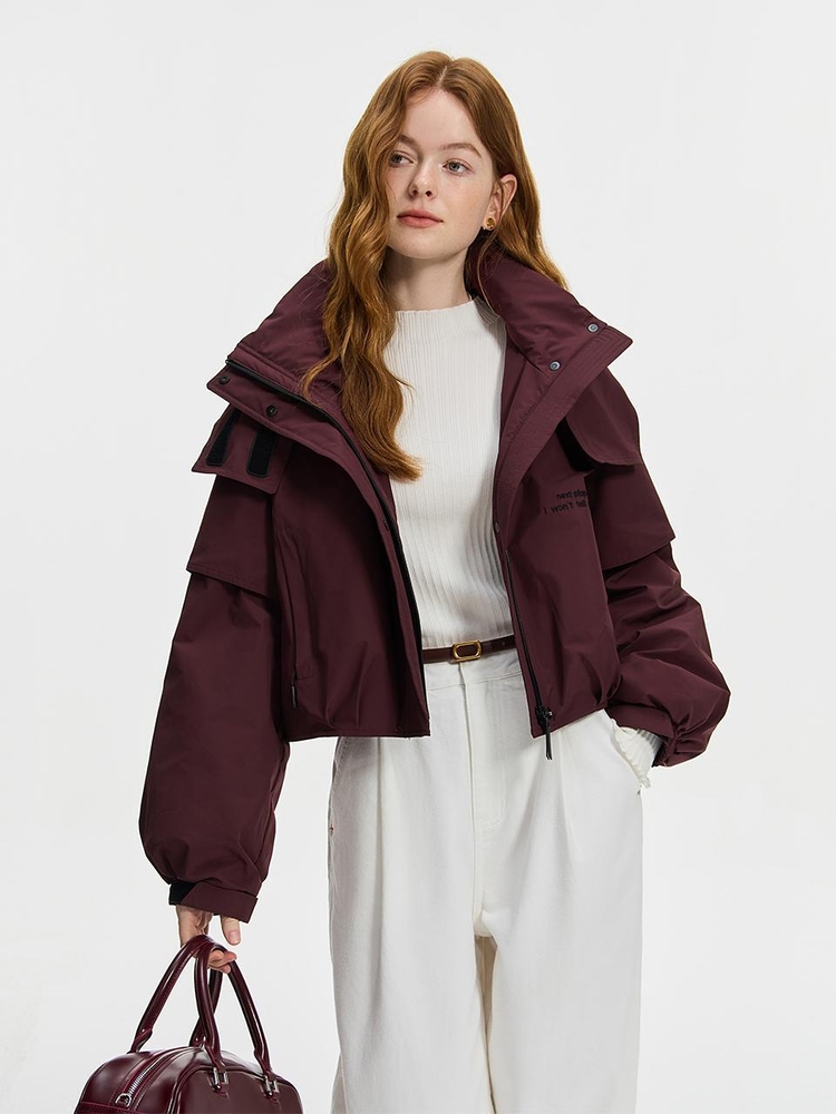 WD_Outdoor cropped down jacket_BURGUNDY