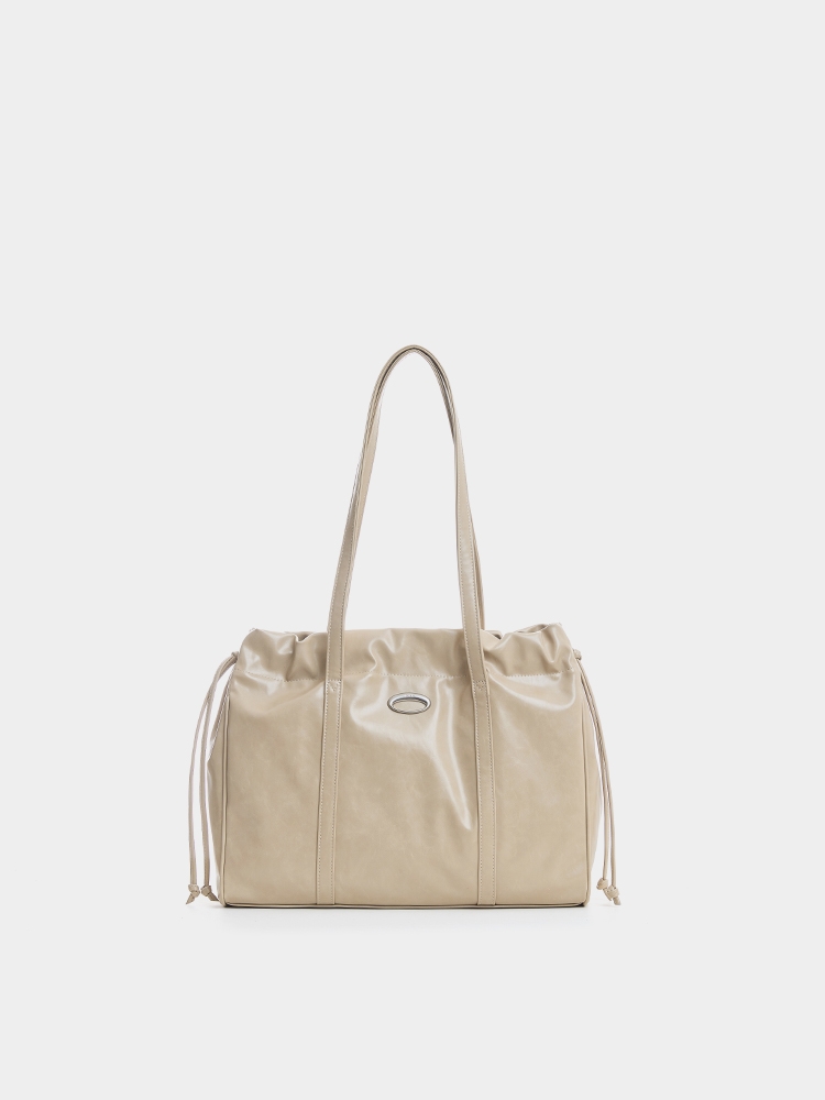 TRAWSTRING TOTE, BEIGE