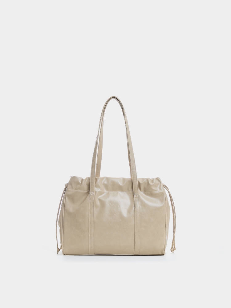 TRAWSTRING TOTE, BEIGE