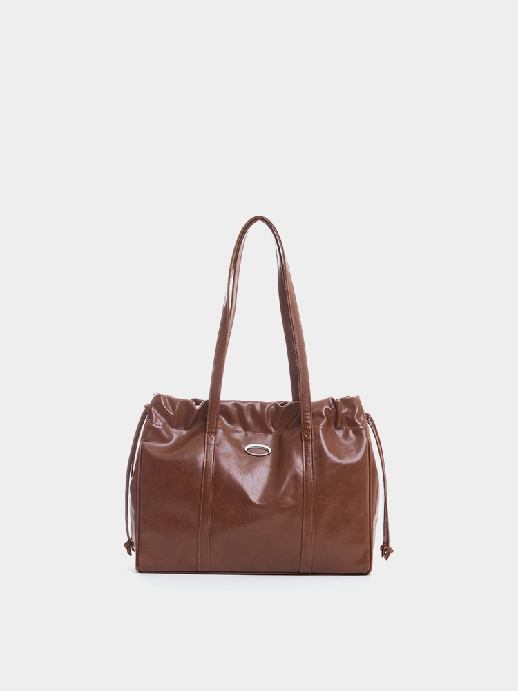 TRAWSTRING TOTE, BROWN