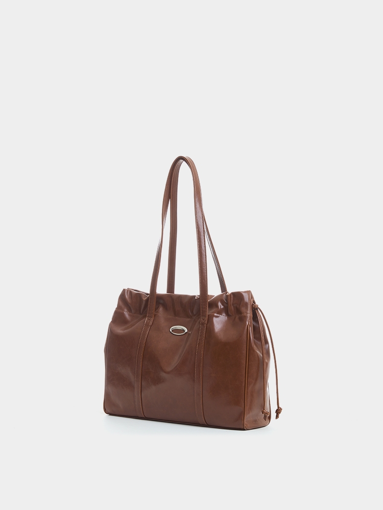 TRAWSTRING TOTE, BROWN