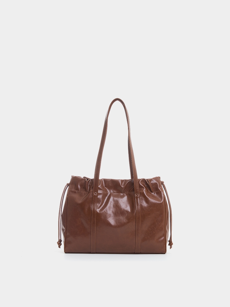 TRAWSTRING TOTE, BROWN