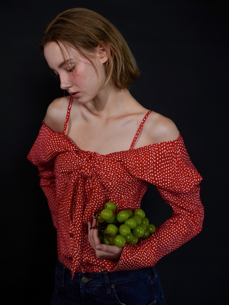 Nala Polka Dot Off-Shoulder Blouse - Red