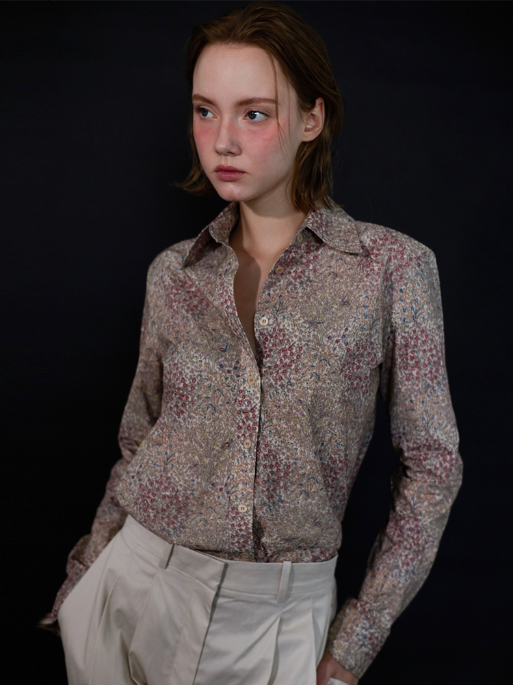 Blair Straight-fit Print Shirts - Pink Beige