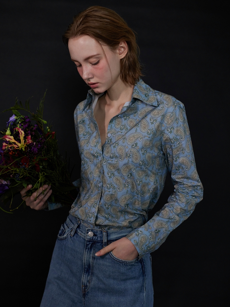 Blair Straight-fit Print Shirts - Vintage Blue