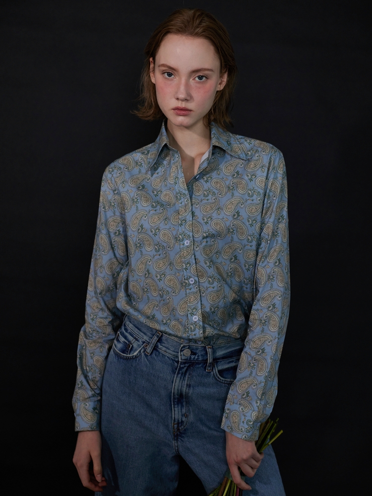 Blair Straight-fit Print Shirts - Vintage Blue