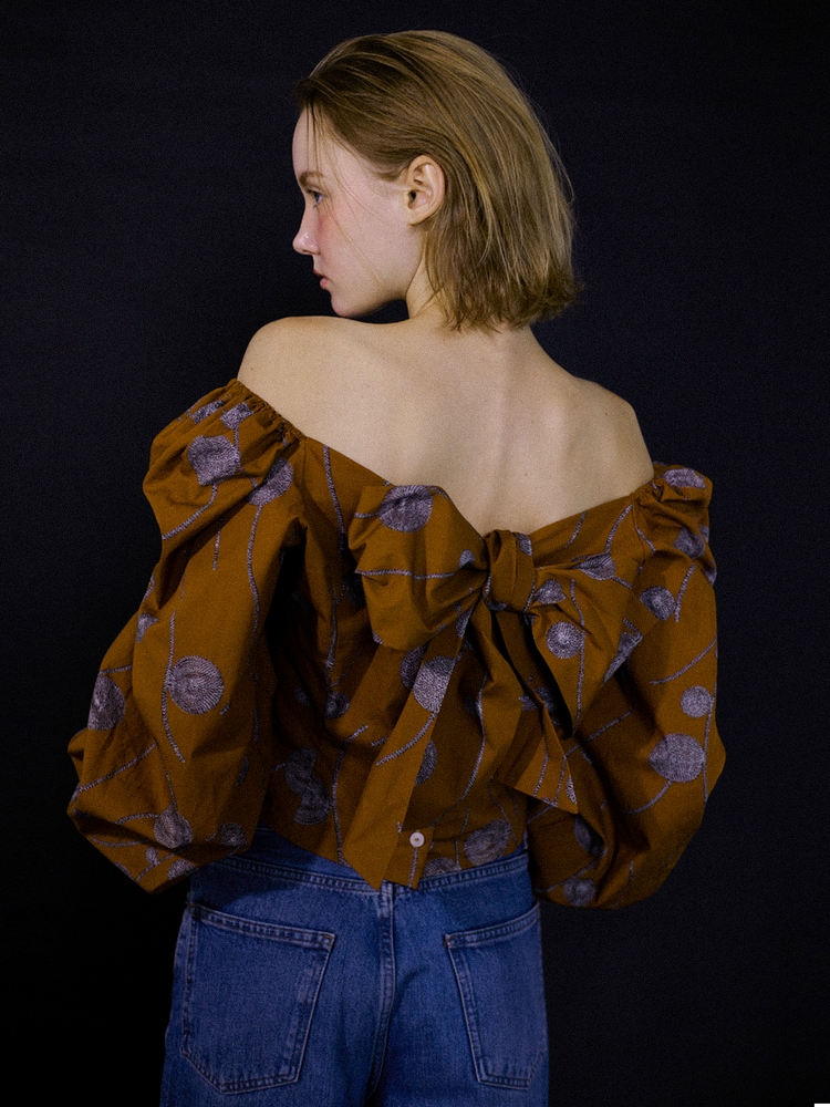 Soma Off-shoulder Scarf Blouse - Orange