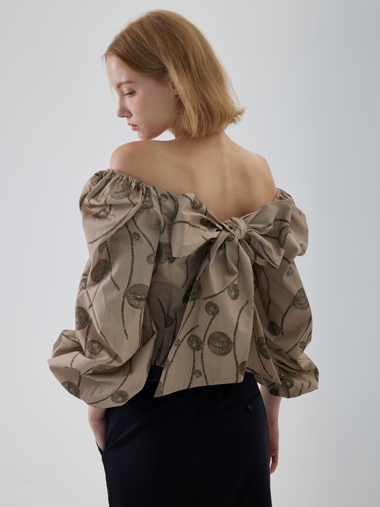 Soma Off-shoulder Scarf Blouse - Beige