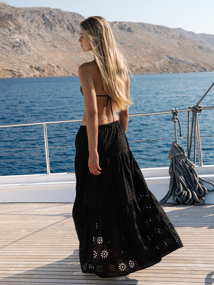 EBONY MAXI TIERED SKIRT