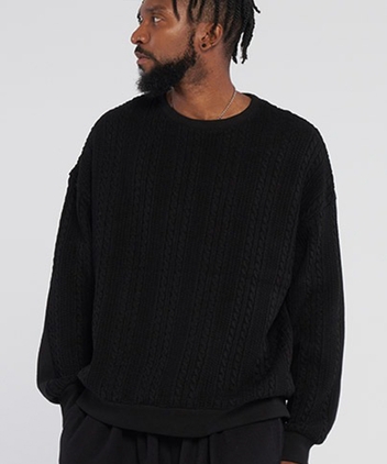 Twisted knitwear Colored sweatshirt_Black