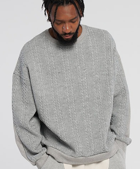 Twisted knitwear Colored sweatshirt_Gray