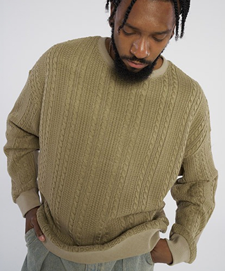  Twisted knitwear Colored sweatshirt_Khaki