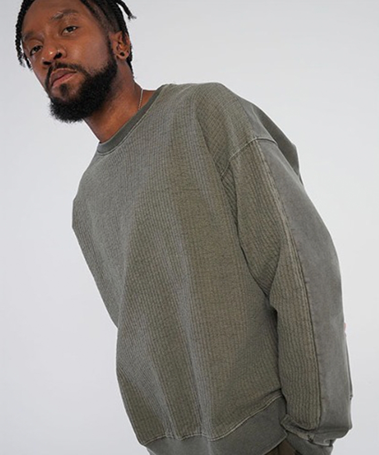  Front Panel Color Pigment Washing Sweatshirt_Dark Charcoal