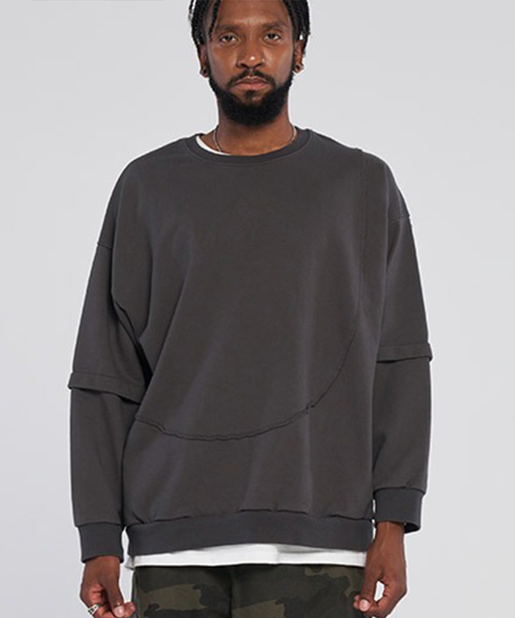  Front double layered sweatshirt_Charcoal