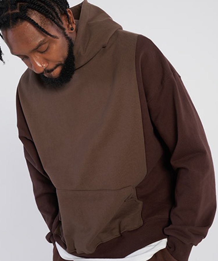 Center incision oversized fit hoodie_Brown