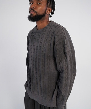 Dirty Spray R Twisted Knitwear_Gray