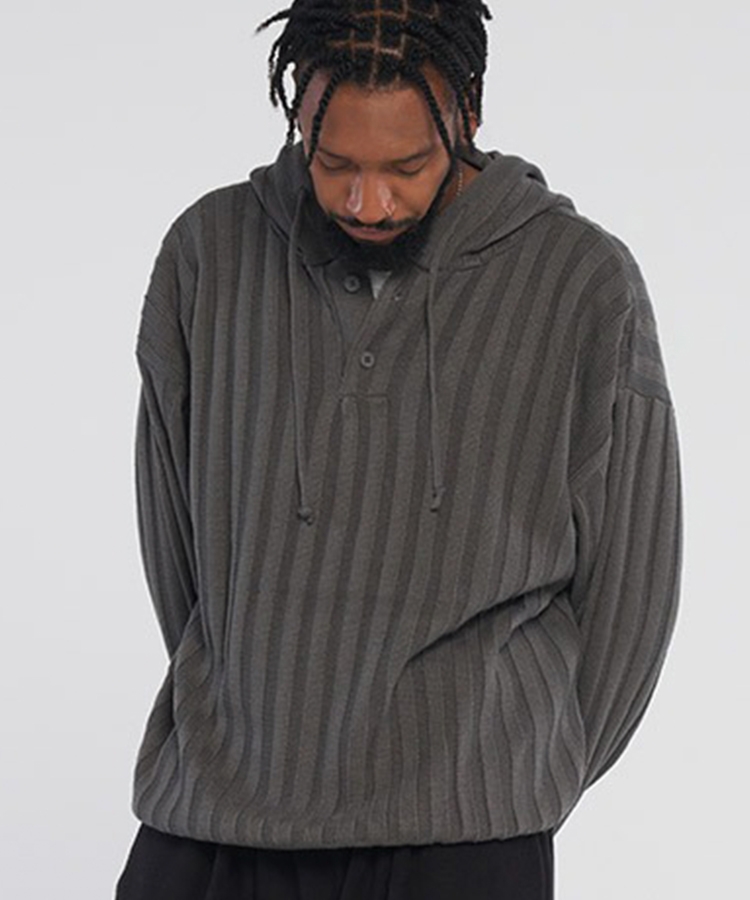 semi burton hooded knitwear_Charcoal