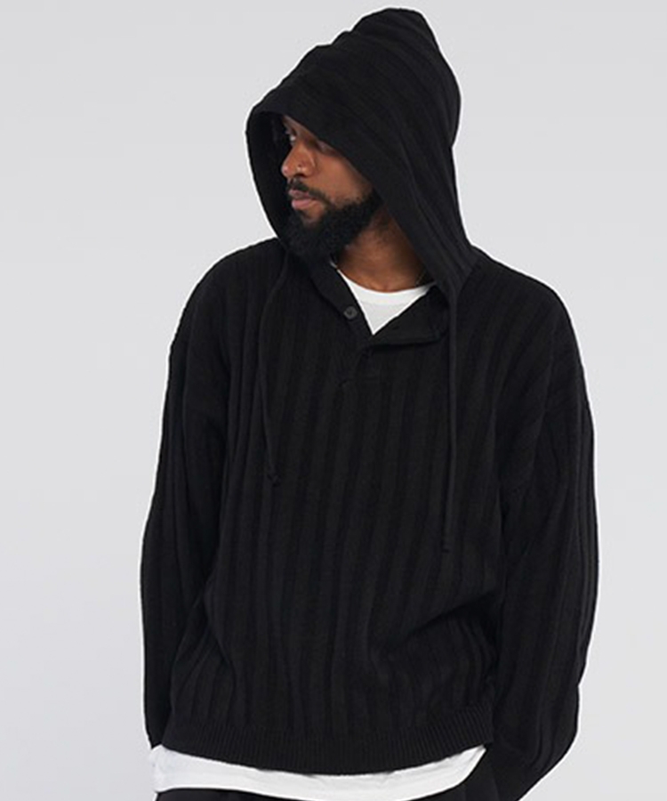 semi burton hooded knitwear_Black