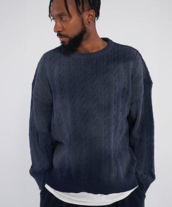 Dirty Spray R Twisted Knitwear_Navy