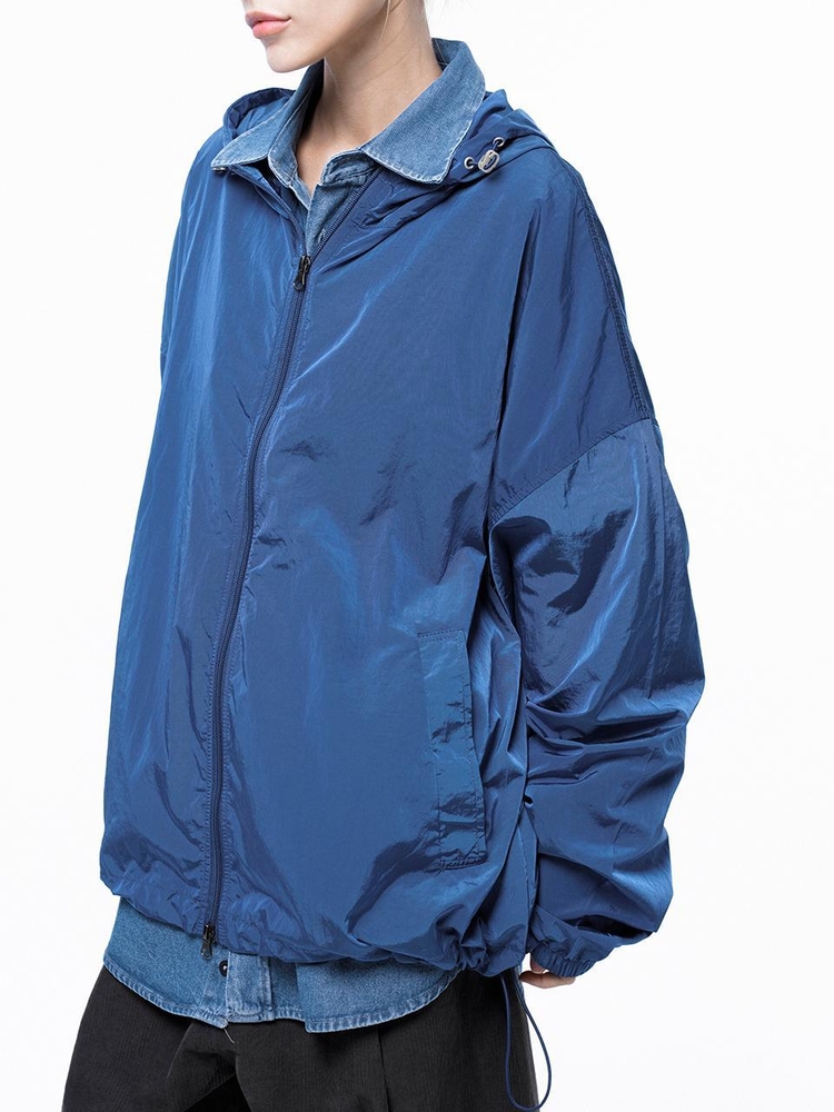 Glisten Hooded Windbreaker Jumper - Blue /W243OT02BL