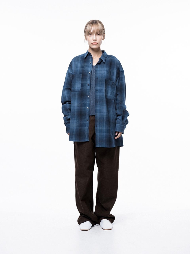 Loose-Fit Flannel Check Shirt - Blue /W243SH01BL