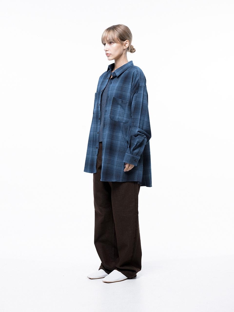 Loose-Fit Flannel Check Shirt - Blue /W243SH01BL