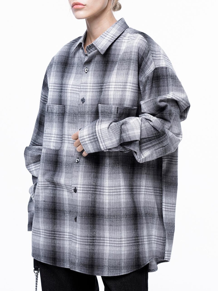 Loose-Fit Flannel Check Shirt - Black /W243SH01BK