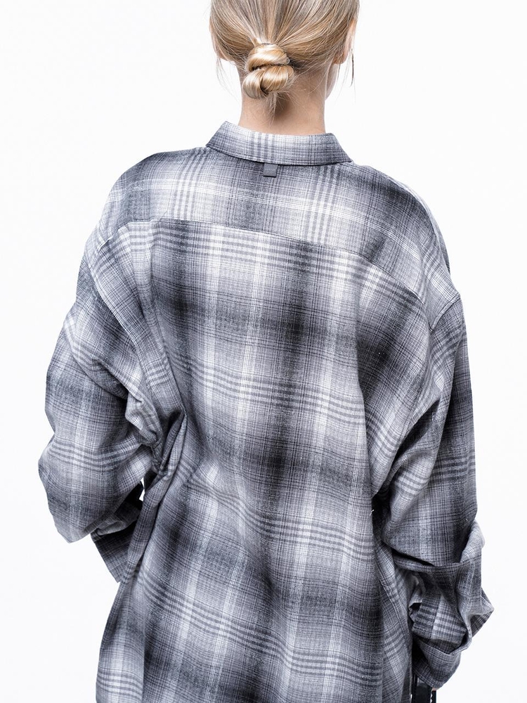 Loose-Fit Flannel Check Shirt - Black /W243SH01BK