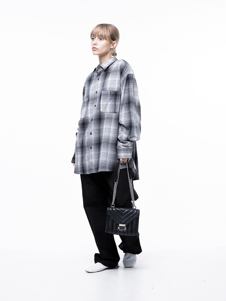 Loose-Fit Flannel Check Shirt - Black /W243SH01BK