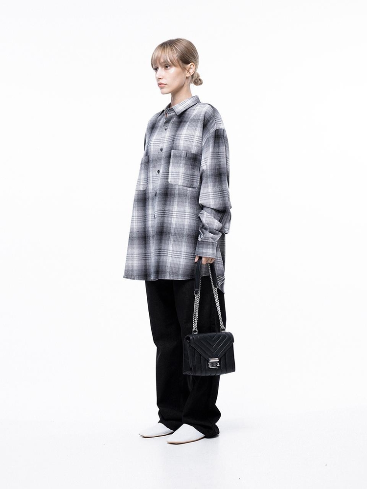 Loose-Fit Flannel Check Shirt - Black /W243SH01BK