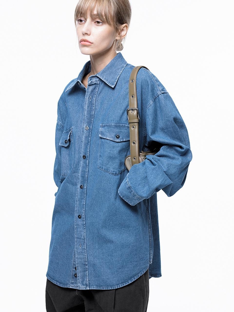 Western Pocket Denim Shirt - Mid Blue /W243SH03MB