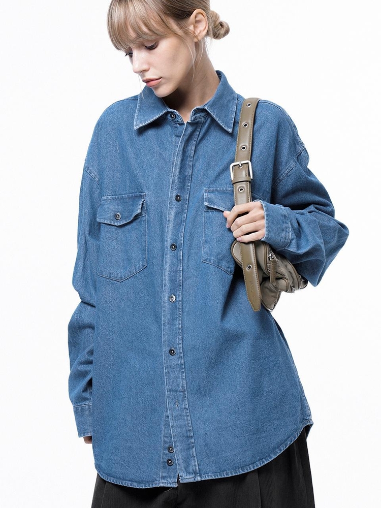 Western Pocket Denim Shirt - Mid Blue /W243SH03MB