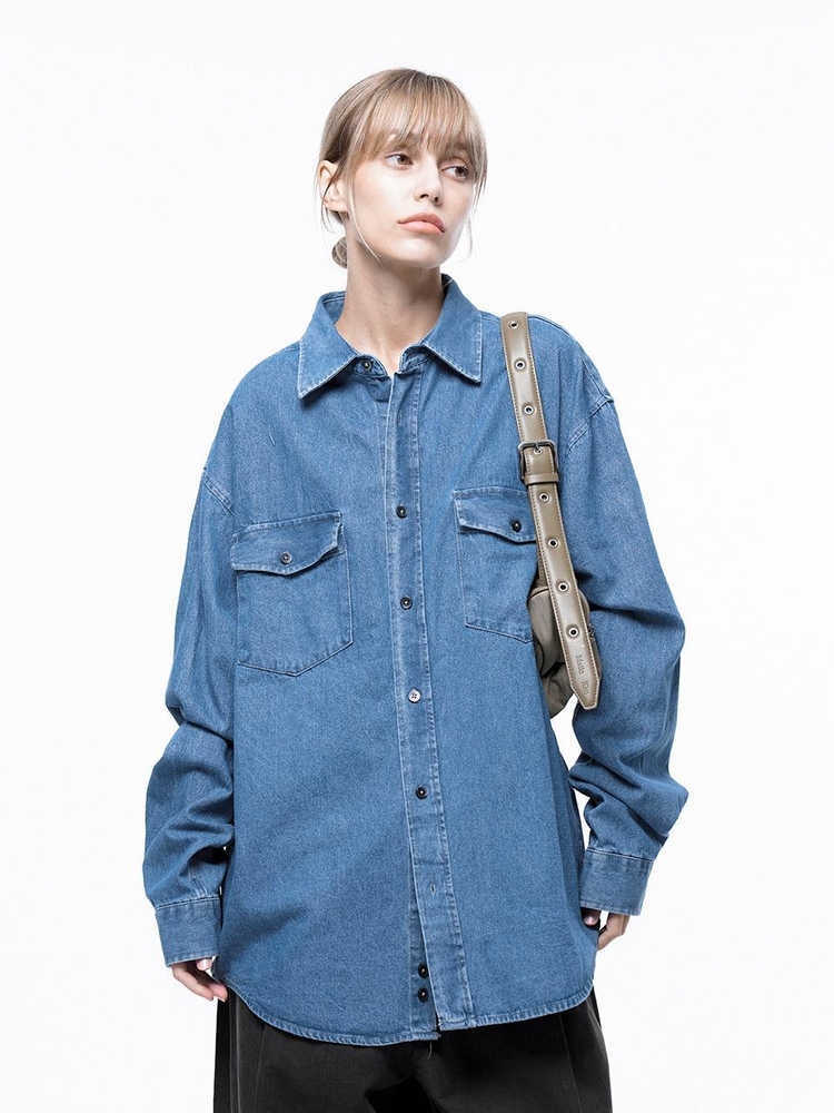 Western Pocket Denim Shirt - Mid Blue /W243SH03MB