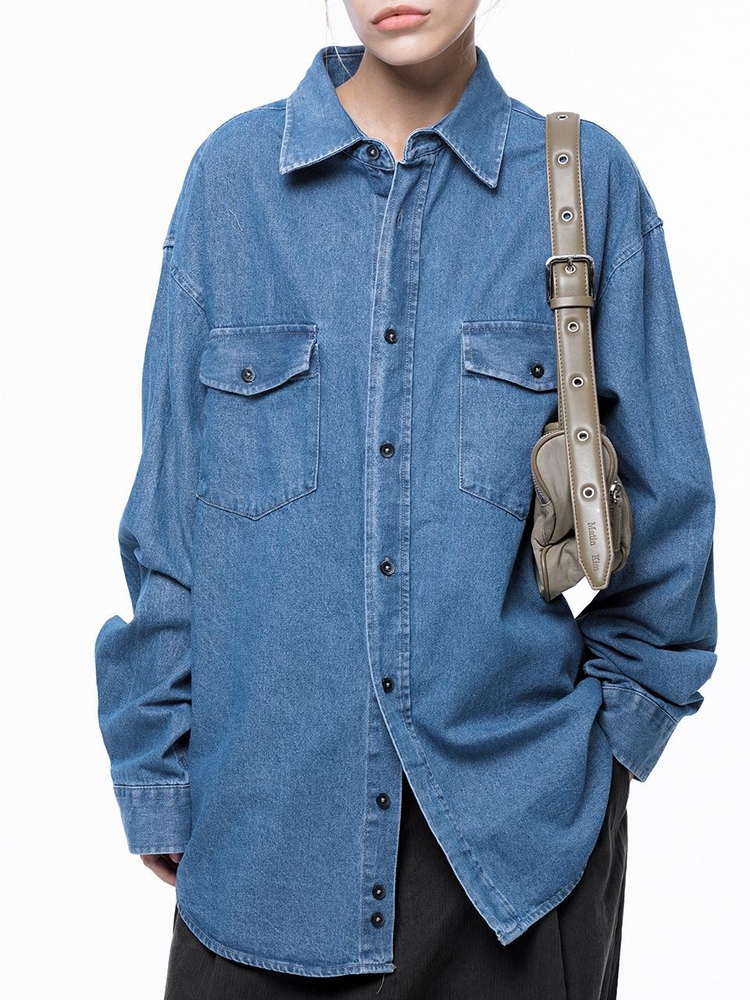 Western Pocket Denim Shirt - Mid Blue /W243SH03MB