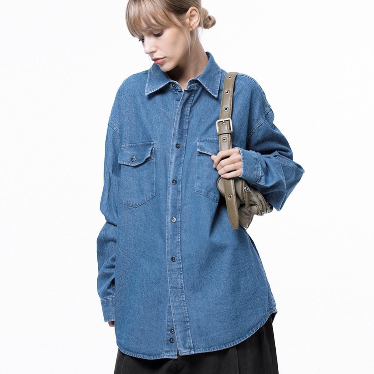 Western Pocket Denim Shirt - Mid Blue /W243SH03MB