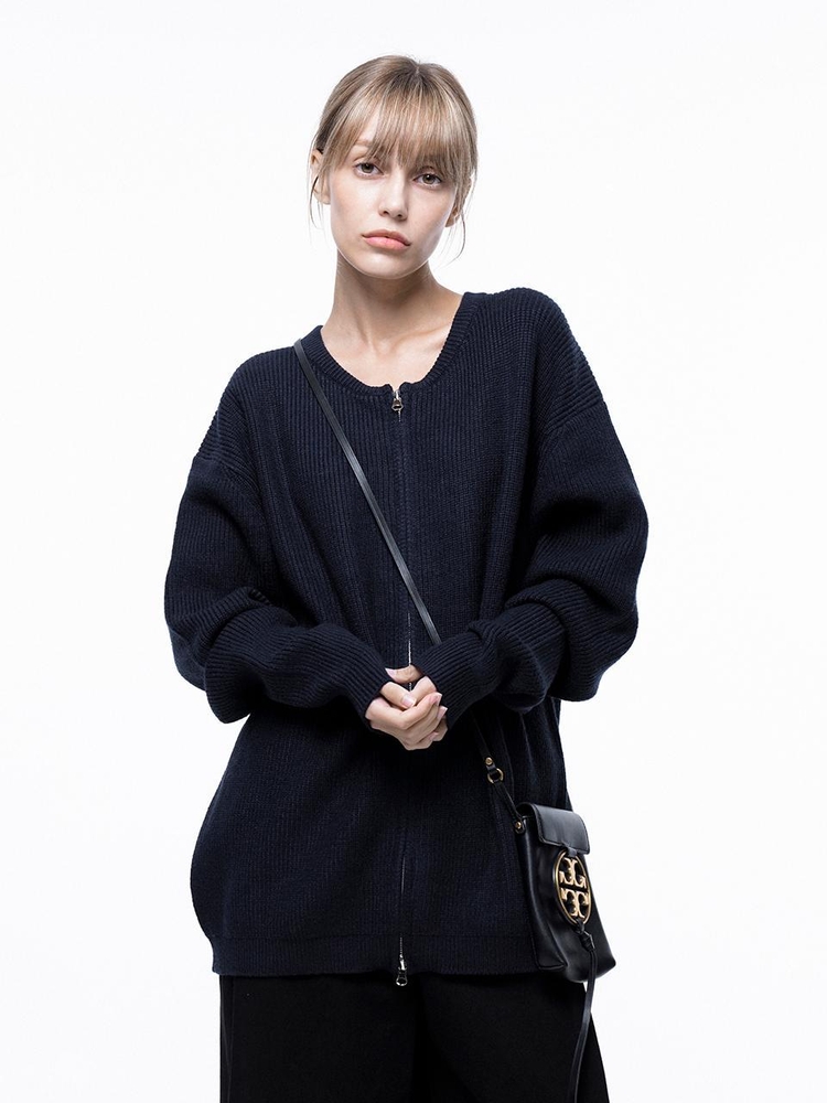 Soft Two-way Knit Cardigan - Navy /W243TP10NY