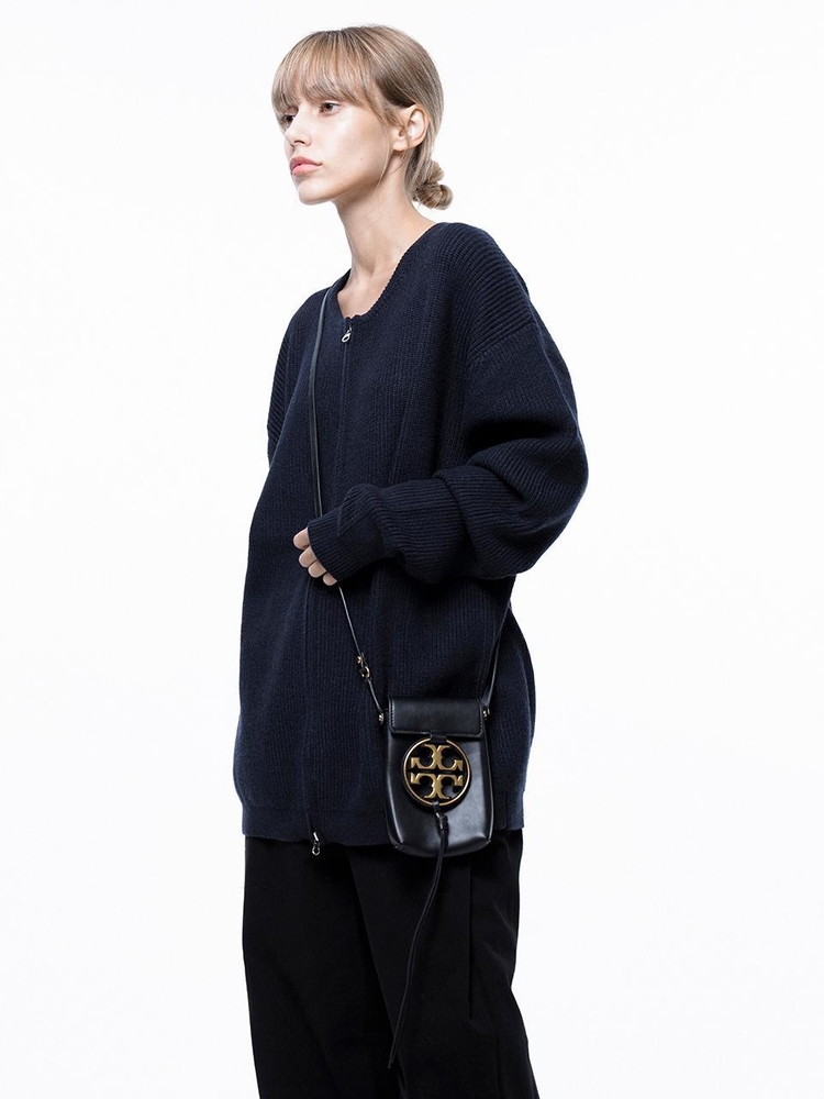 Soft Two-way Knit Cardigan - Navy /W243TP10NY