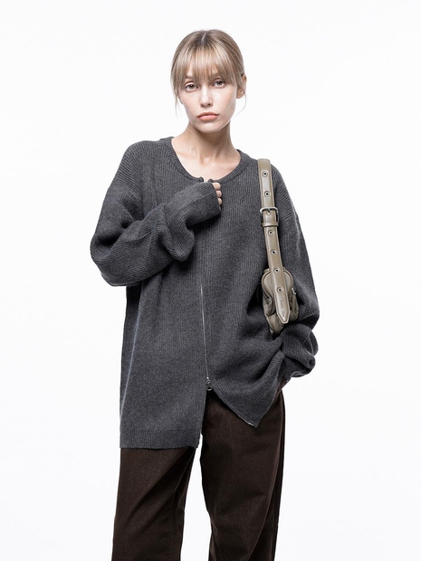 Soft Two-way Knit Cardigan - Charcoal /W243TP10CH