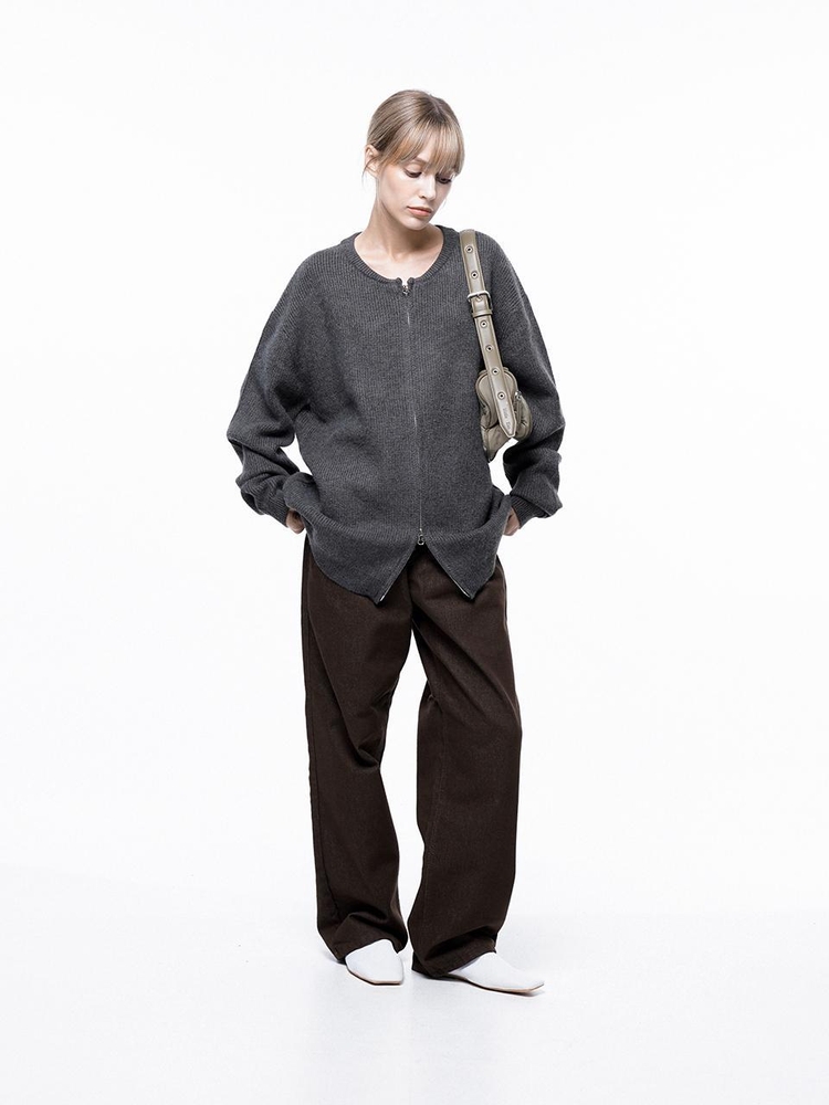 Soft Two-way Knit Cardigan - Charcoal /W243TP10CH