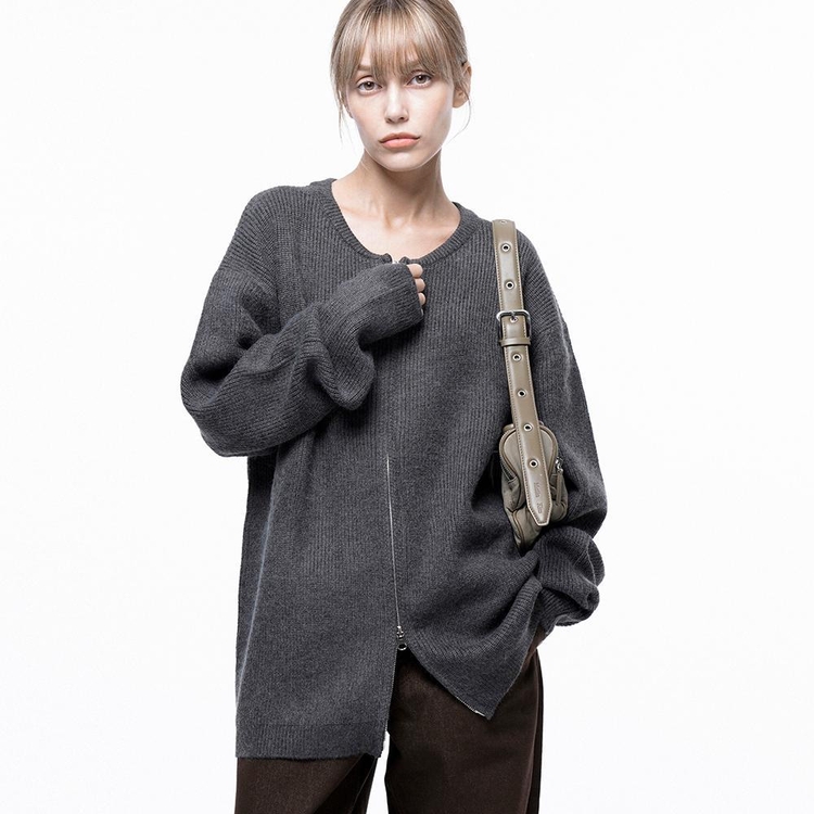 Soft Two-way Knit Cardigan - Charcoal /W243TP10CH