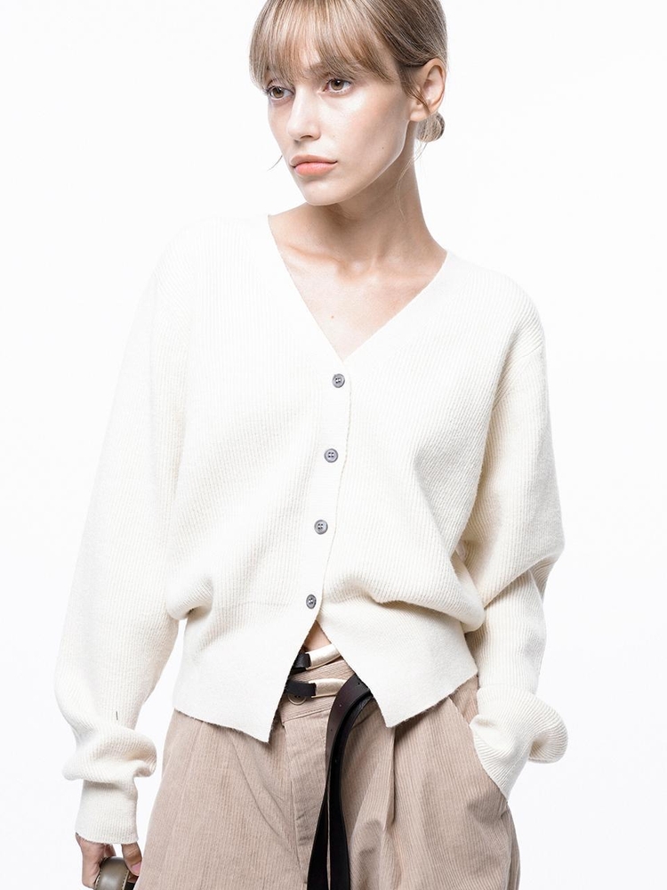 Soft Crop Knit Cardigan - Ivory /W243TP04IV