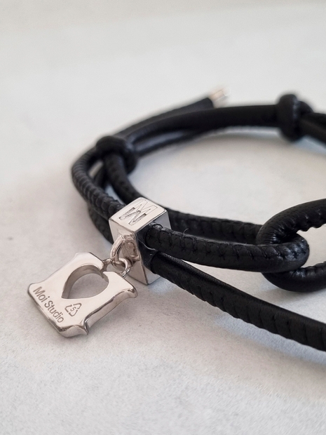 Bread Clip cham Leather Knot Bracelet