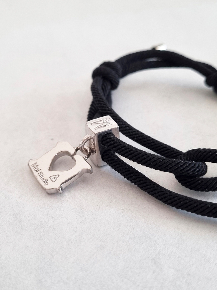 Bread Clip cham Black Knot Bracelet