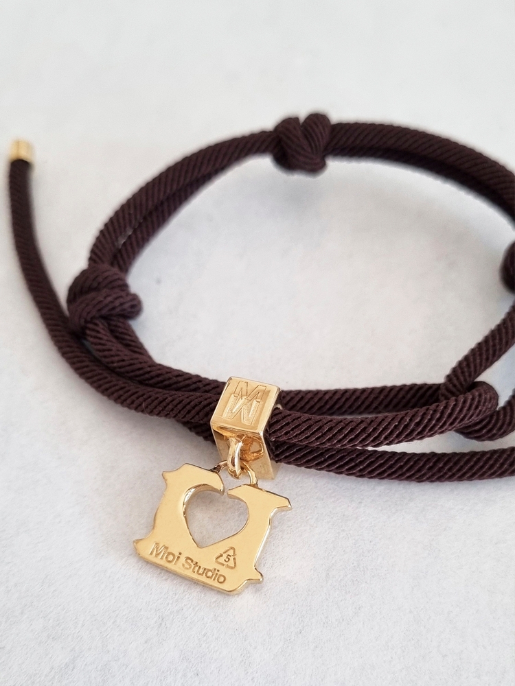 Bread Clip cham Brown Knot Bracelet