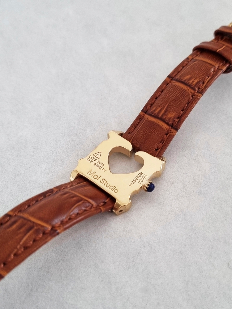  Gold Bread Clip Watch Leather Bracelet