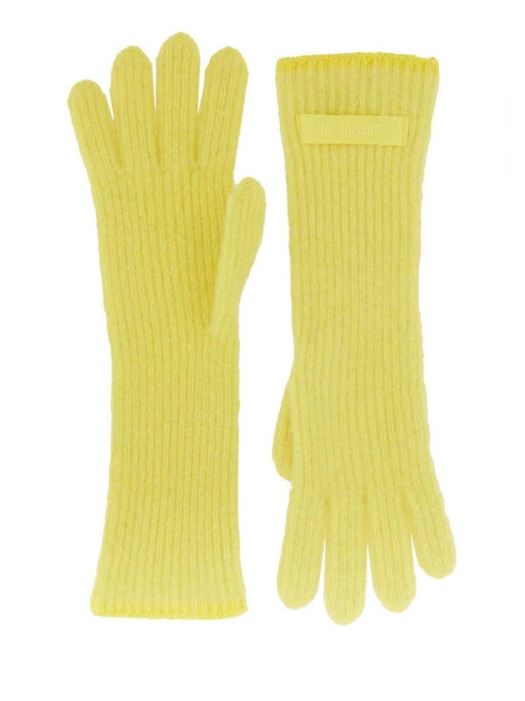 자크뮈스 FW24 GROSGRAIN LOGO GLOVES 246AC668_5217250 YELLOW