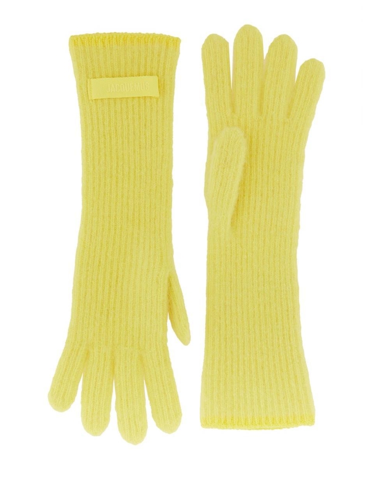 자크뮈스 FW24 GROSGRAIN LOGO GLOVES 246AC668_5217250 YELLOW