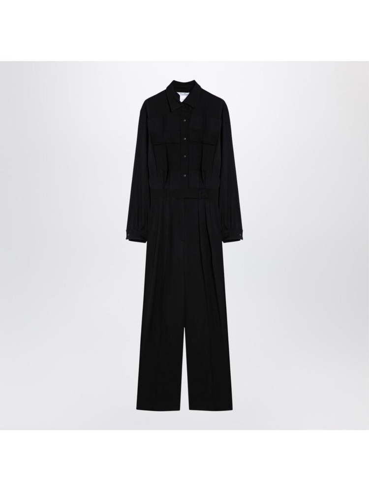 막스마라 FW24 Max Mara Black wool satin workwear jumpsuit RAGUSACO Beige