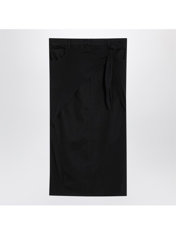 꾸레쥬 FW24 Courreges Black midi skirt with draping 424DJU205DE0020 Black