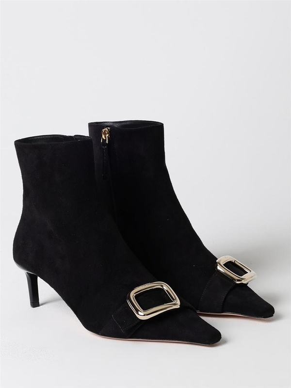 로저비비에 FW24 Viv Canard Roger Vivier Suede Ankle Boot with Decorative Buckle RVW72239180HR0 B999 Black